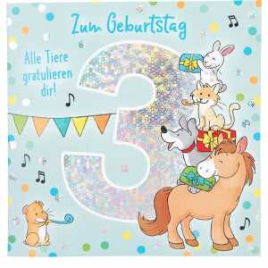 Zahlenkarten mit Musik 3. Geburtstag, Motiv 6, Depesche