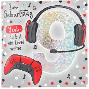 Zahlenkarten mit Musik 9. Geburtstag, Motiv 18, Depesche