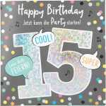 Zahlenkarten mit Musik 15. Geburtstag, Motiv 25, Depesche