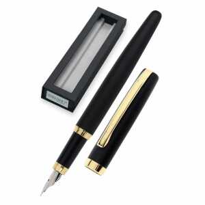 Füllhalter Eleganza M in Slimsy Box schwarz, aus Metall,