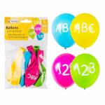 Luftballons Schulanfang 25,4cm 5er, 1 2 3, blau, pink,...