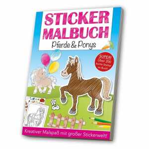 Mal und Stickerbuch A4 Pferde und Ponys, ab 3 Jahren