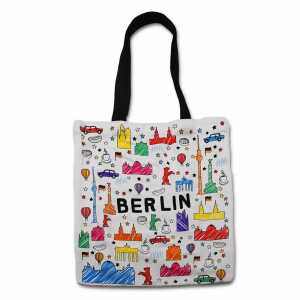 Baumwollbeutel Scribble Berlin weiß