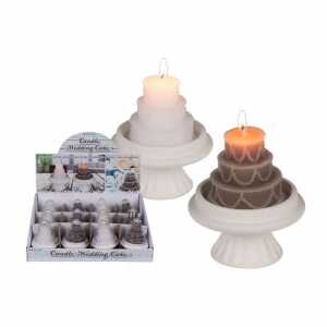 Kerze Hochzeitstorte 8,5x10,6cm 2fach sortiert, 12 Stück im Displa
