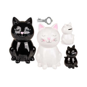 OOTB Spardose mit Schloss Katze ca. 16 cm