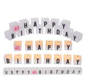 OOTB Kerzenblock mit Schrift Happy 40 Birthday