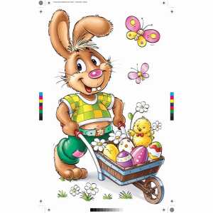 Fensterbild Hase/Schubkarre 20x30cm