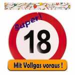 Riesenschild "Hurra! 18" D50cm FSC-Mix