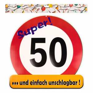 Riesenschild "Super! 50" D50cm FSC-Mix