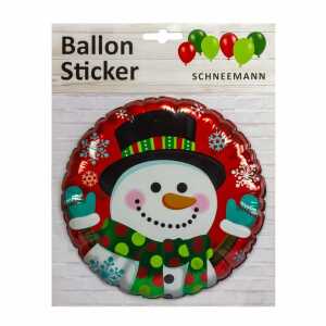 Ballon Sticker Schneemann rund, Ø 15cm
