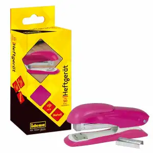 Idena Heftgerät 13cm pink für 20 Blatt, mit 50 Heftklammern 24/6