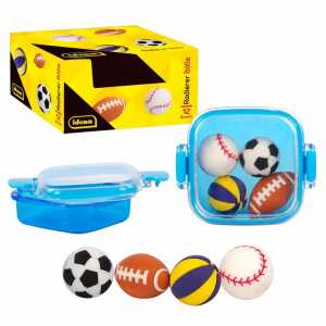 Radierer in Box 4 Bälle, mit Radiergummis in Form Bälle