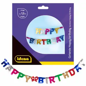 Idena Girlande Happy Birthday 155cm FSC-Mix