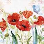 Servietten 33x33cm Poppys & Butterfly, 3-lagig, 20...