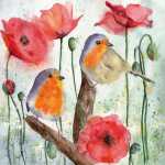 Servietten 33x33cm Red Robin & Poppy, 3-lagig, 20...