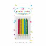 Tortenkerzen 8cm 10er sortiert 5 Farben Happy Birthday...