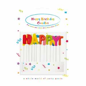 Kerzenset Happy Birthday 13er bunt 7,5cm, Procos