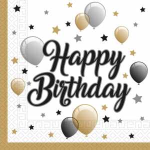 Servietten 33x33cm Milestone Happy Birthday, 2-lagig, 20 Stück, Procos
