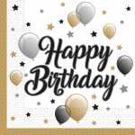 Servietten 33x33cm Milestone Happy Birthday, 2-lagig, 20...