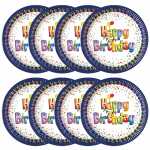 Pappteller 23cm 8er Multicolor Birthday, Multicolor Happy...