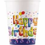 Pappbecher 200ml 8er Multicolor Birthday, Multicolor...
