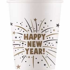 Pappbecher 200ml FSC-Mix 8er Happy New Year Flares, New Design Procos