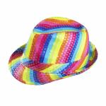 Hut Fedora Regenbogen mit Pailletten