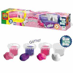 Knete Unicorn 4x 90g Spielknete Glow In The Dark