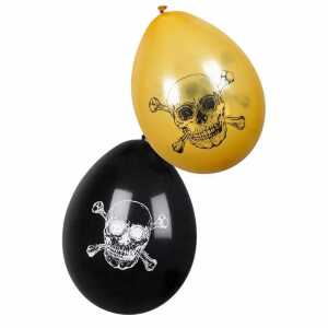 Luftballons Piraten 25,4cm gold schwarz 6er, sortiert, Boland