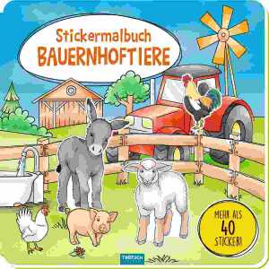 Stickermalbuch Bauernhoftiere, 21 x 21 cm, über 40 Sticker,, Trötsch