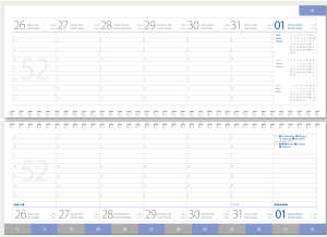 2026 Güss Tischquerkalender 30x10cm 1W. = 2S. mit Register