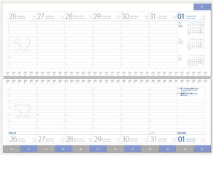 2027 GÜSS Schreibtisch-Querkalender 1W. = 2S. mit Register