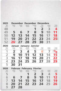2026 Güss 3-Monatswandkalender Metall