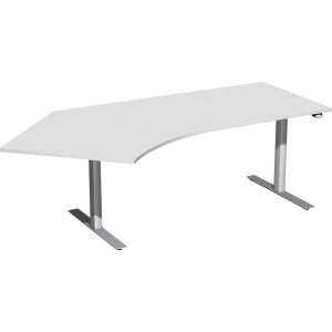 Schreibtisch Elektro 2.166 x 650-1.250 x 800/1.131 mm lichtgrau