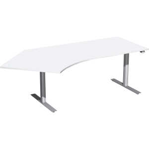 Schreibtisch Elektro 2.166 x 650-1.250 x 800/1.131 mm weiß