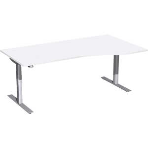 Schreibtisch Elektro 1.800 x 650-1.250 x 800/1.000 mm weiß