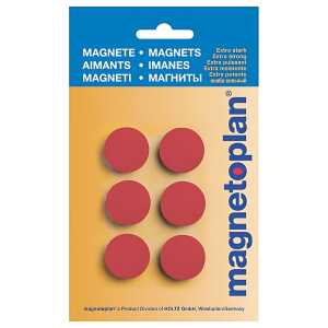Magnete Discofix Hobby geblistert Rot, 25 mm 6 Stück