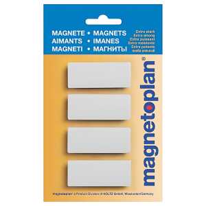 Magnete Discofix Block 2 geblistert Weiß, 54x19x8 mm 4 Stück