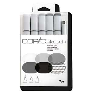 Layoutmarker Copic Sketch 6er Set Grautöne