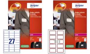 AVERY Badges adhésifs, 80 x 50 mm, blanc / liseré rouge (7214786)