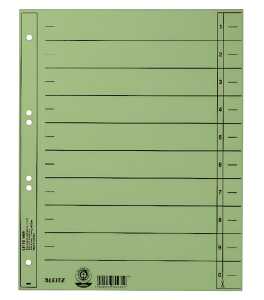 LEITZ Trennblätter, A4 Überbreite, Manilakarton 230g/qm,grün (80165855