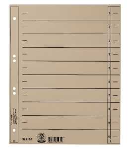 LEITZ Trennblätter, A4 Überbreite, Manilakarton 230g/qm,grau (80165885