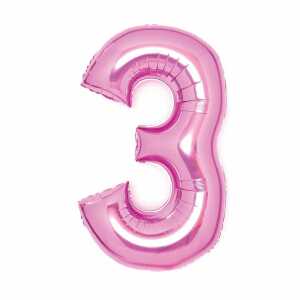 Folienballon Zahl 3 pink AMSCAN 9914043 66cm