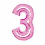 Folienballon Zahl 3 pink AMSCAN 9914043 66cm