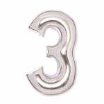 Folienballon Zahl 3 silber AMSCAN 9913228 66cm