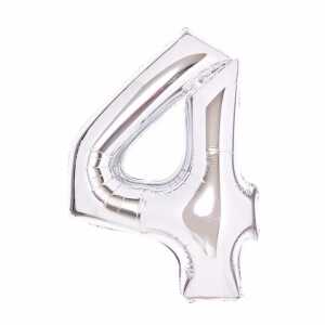 Folienballon Zahl 4 silber AMSCAN 9913229 66cm