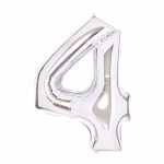 Folienballon Zahl 4 silber AMSCAN 9913229 66cm