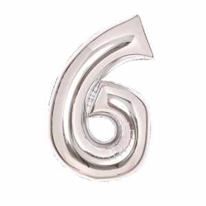 Folienballon Zahl 6 silber AMSCAN 9913231 66cm