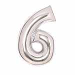 Folienballon Zahl 6 silber AMSCAN 9913231 66cm