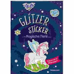 Magische Tiere, mit 45 glitzernden Stickern, 32 Seiten,, schwarz/weiß